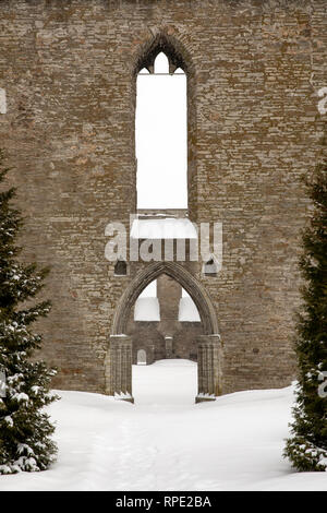 Entrée d'un ancien Couvent de Pirita, Tallinn en hiver dans un Banque D'Images