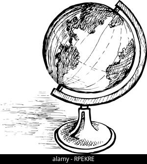 Globe sur un sketch stand Illustration de Vecteur