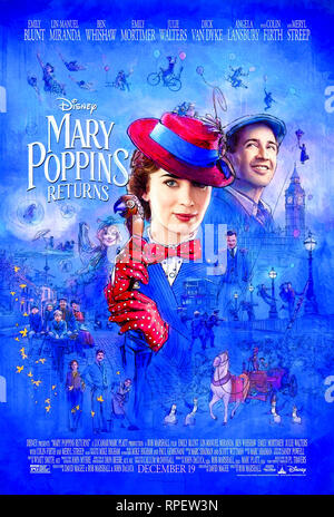 Mary Poppins (2018) réalisé par Rob Marshall et avec Emily Blunt, Lin-Manuel Miranda et Ben Whishaw. Banque D'Images