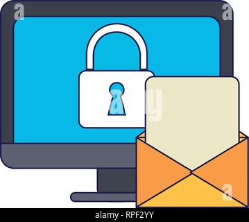 La technologie du système de sécurité lignes bleues Illustration de Vecteur