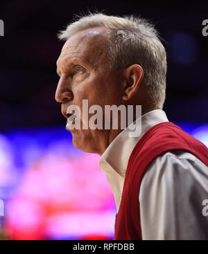 Nashville, Tennessee, USA. Feb 21, 2019. L'entraîneur-chef Rick dit Byrd à ses joueurs pendant le match de basket-ball de NCAA entre l'Est de l'Illinois Panthers et les Bruins de Belmont à freiner Event Center de Nashville, Tennessee. Austyn McFadden/CSM/Alamy Live News Banque D'Images