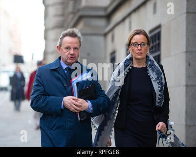 Londres, Royaume-Uni. Feb 22, 2019. Andrew Hill pilote arrive à l'Old Bailey, London, le huitième jour de sa défense après que son avion s'est écrasé à l'hôtel Shoreham Air Show. Il nie 11 chefs d'homicide involontaire coupable par négligence grave lorsque son jet Hawker Hunter s'est écrasé le 22 août 2015. Il a dit à la cour qu'il n'a pas de mémoire de son avion s'écraser à l'hôtel Shoreham Air Show ou des jours précédant celui-ci. 11 hommes ont été tués dans l'accident sur l'A27 lorsque M. Hill ne remplissait pas une manœuvre de voltige. Il nie les allégations de la recherche de sensations fortes. Credit : Tommy Londres/Alamy Live News Banque D'Images