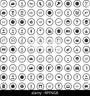 100 l'émotion, le style simple icons set Illustration de Vecteur