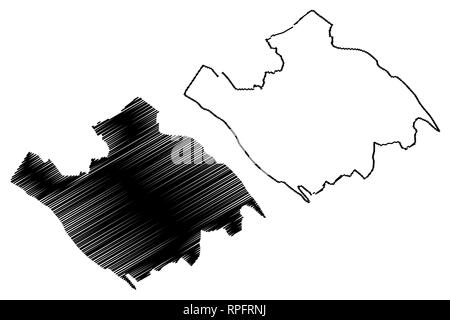 La province de Vinh Long (République socialiste du Viêt Nam, Subdivisions du Vietnam) map vector illustration, scribble sketch Tinh Vinh Long map Illustration de Vecteur