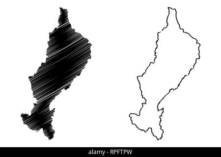 Province de Lampang (Royaume de Thaïlande, Siam, Provinces de la Thaïlande) map vector illustration, scribble sketch carte Lampang Illustration de Vecteur