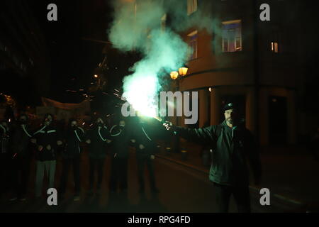 Athènes, Grèce. Feb 21, 2019. Manifestation à Athènes contre les plans d'extraction d'hydrocarbures à travers toute la Grèce, affirmant qu'il s'agit d'une destruction de l'écosystème. Crédit : George/Panagakis Pacific Press/Alamy Live News Banque D'Images