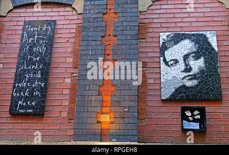 Mosaïque sur Afflecks Palace Tib St Manchester, Mark E Smith et l'automne, dix maisons d'Eve, England, UK, M4 1PW Banque D'Images