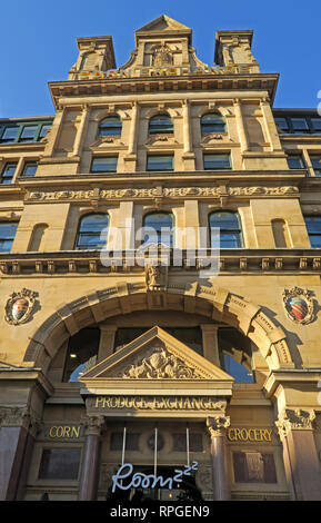 Manchester Le maïs et l'échange d'épicerie, pendaison, de fossé Central Manchester, centre-ville, au nord ouest de l'Angleterre, Royaume-Uni Banque D'Images