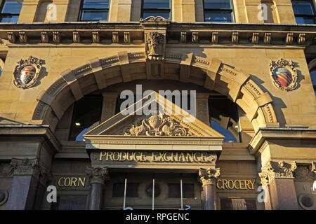 Manchester Le maïs et l'échange d'épicerie, pendaison, de fossé Central Manchester, centre-ville, au nord ouest de l'Angleterre, Royaume-Uni Banque D'Images