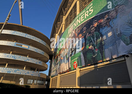 Manchester City stade Eitihad MCFC, gagnants de la Coupe 2018 Caribou, 2019, North West England, UK Banque D'Images