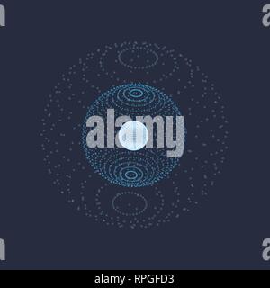 Sphère polygonale abstrait composé de trois couches de polygones. 3D Structure moléculaire de la cellule. Vector illustration. Illustration de Vecteur