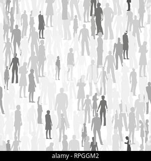 Texture avec les gens de silhouettes. Seamless texture avec des silhouettes de personnes dans des tons de gris. Vector illustration. Illustration de Vecteur