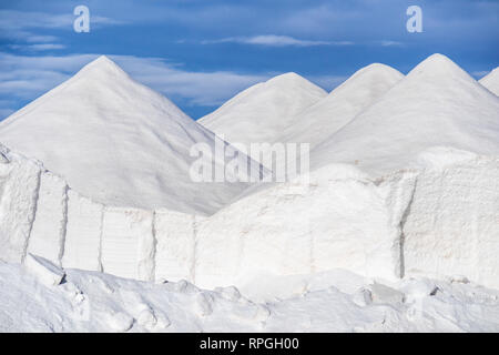 Les tas de sel de Salinas d'Es Trenc, salines, Majorque, Îles Baléares, Espagne Banque D'Images