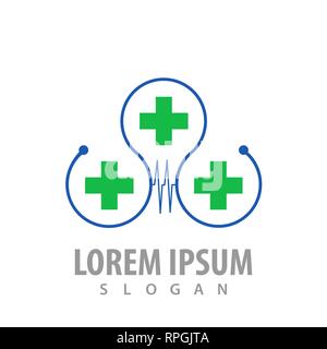 Logo coeur croix concept design. L'élément de modèle graphique symbole Illustration de Vecteur
