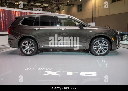 Toronto, Ontario, Canada, 21 février 2019. Cadillac XT6 voiture sur l'affichage à l'International Canadien de l'auto. Banque D'Images