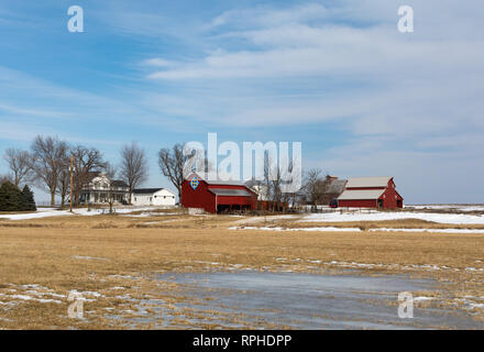 Rural farm dans le Midwest sur un après-midi d'hiver. Comté de bureau, Illinois, États-Unis Banque D'Images