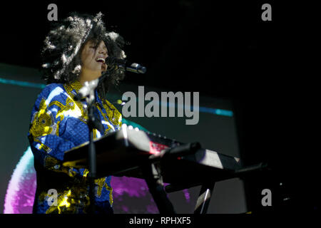 RIS-Orangis, France.6 février, 2019.Lisa-Kainde des Sœurs Ibeyi se produit en concert au Plan à RIS-Orangis, France Banque D'Images