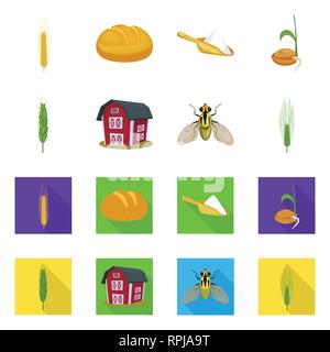 Du pain, de la farine de graines,printemps,grenier,voler,orge,hiver,repas,,grandir,bâtiment,spike,insectes,ecope,root,,dur,industrie,ravageur,alimentaire,automne,commande,petit déjeuner,avoine,eco,stop,Culture,chignon,céréales,agriculture,agriculture,seigle blé,maïs,plantes,la récolte de céréales,ferme,,champ,set,icône,,illustration,collection,isolé,design,graphisme,élément vecteur vecteurs,signer , Illustration de Vecteur