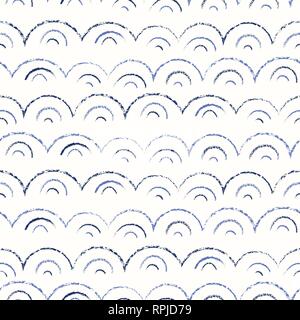 Mignon et lunatique avec Hand-Drawn nautique des crayons, Abstract Sea waves Vector Pattern transparente. La texture de fond monochrome Geo. Les objets de l'Océan Mer, Illustration de Vecteur