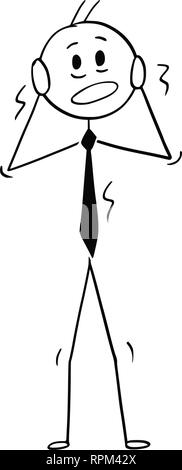 Caricature de terrifiés Businessman Shaking dans le Stress Illustration de Vecteur