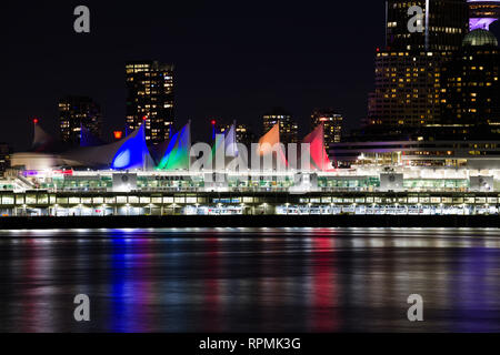 Canada place de nuit à Vancouver, Colombie-Britannique, Canada Banque D'Images