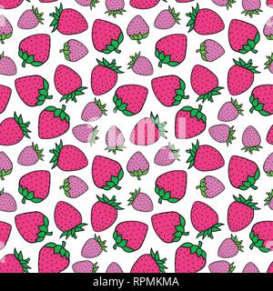 Couleur rose sucré fraise modèle transparent. La texture de surface Design. Hand drawn Vector illustration on white Illustration de Vecteur