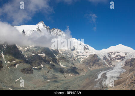 Grossglockner / Großglockner (3798 m) et le glacier de Pasterze, voir jusque Franz-Josefs-Höhe, Parc National Hohe Tauern, la Carinthie / Kärnten, Autriche Banque D'Images