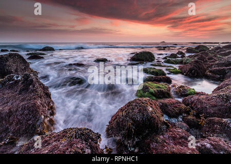 Rocky beach at sunset, Dana Point, CA Banque D'Images