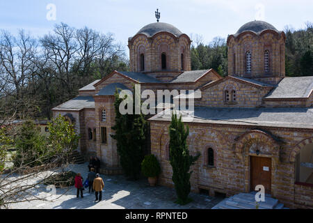 LITOCHORO, GRÈCE - 12 avril 2015 : Monastère de saint Denys de l'Olympe, Litochoro, Grèce. Banque D'Images