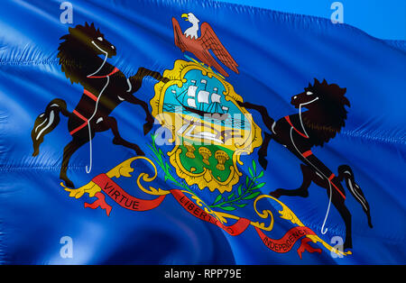 Texas drapeau. Forme 3D USA drapeau design. Le symbole national de l'US de l'état de Pennsylvanie, rendu 3D. Les couleurs nationales et drapeau national du P Banque D'Images