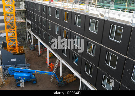 Construction de nouveaux Moxy hotel situé dans Southampton UK VIA CLT gousses modulaire construit hors site. Banque D'Images