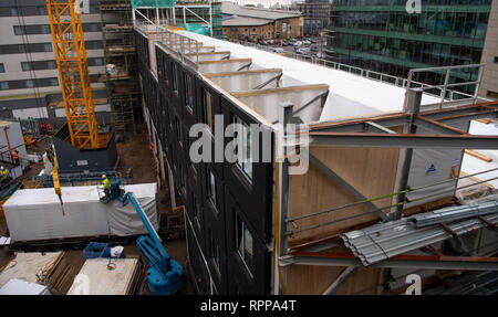 Construction de nouveaux Moxy hotel situé dans Southampton UK VIA CLT gousses modulaire construit hors site. Banque D'Images