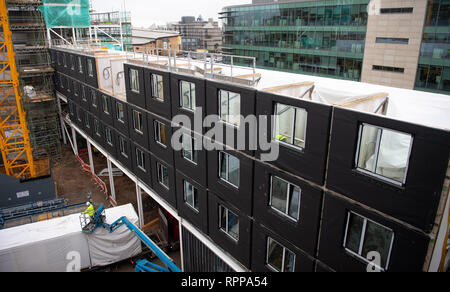 Construction de nouveaux Moxy hotel situé dans Southampton UK VIA CLT gousses modulaire construit hors site. Banque D'Images