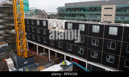 Construction de nouveaux Moxy hotel situé dans Southampton UK VIA CLT gousses modulaire construit hors site. Banque D'Images