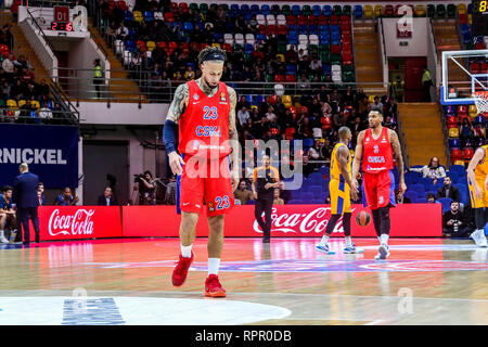 21 février 2019 - Moscou, Moscou, Russie - Daniel Hackett, # 23 du CSKA Moscou vu en action pendant le jeu de CSKA Moscou contre Herbalife Gran Canaria dans la série 23 de la Turkish Airlines Euroleague 2018-2019 jeu de saison. Le CSKA Moscou a battu Herbalife Gran Canaria, 107-85. (Crédit Image : © Nicolas Muller/SOPA des images à l'aide de Zuma sur le fil) Banque D'Images