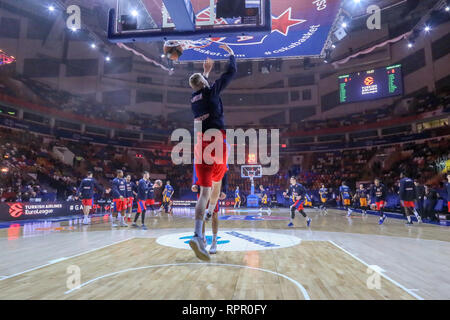 21 février 2019 - Moscou, Moscou, Russie - Andrei Lopatin, # 28 de CSKA Moscou vu en action pendant le jeu de CSKA Moscou contre Herbalife Gran Canaria dans la série 23 de la Turkish Airlines Euroleague 2018-2019 jeu de saison. Le CSKA Moscou a battu Herbalife Gran Canaria, 107-85. (Crédit Image : © Nicolas Muller/SOPA des images à l'aide de Zuma sur le fil) Banque D'Images