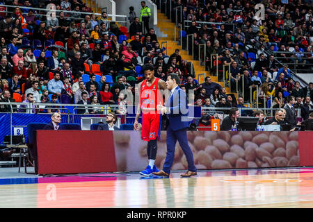 21 février 2019 - Moscou, Moscou, Russie - Clyburn, # 21 de CSKA Moscou vu en action pendant le jeu de CSKA Moscou contre Herbalife Gran Canaria dans la série 23 de la Turkish Airlines Euroleague 2018-2019 jeu de saison. Le CSKA Moscou a battu Herbalife Gran Canaria, 107-85. (Crédit Image : © Nicolas Muller/SOPA des images à l'aide de Zuma sur le fil) Banque D'Images