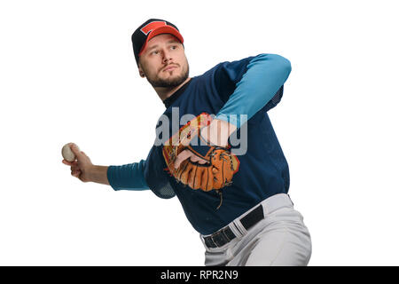 Joueur de baseball dans un stride Banque D'Images