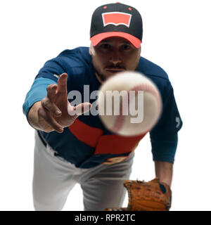 Joueur arrivé une knuckleball Banque D'Images