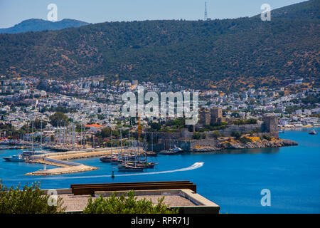 Le paysage de l'Est de la jolie ville touristique de Bodrum en Turquie Banque D'Images