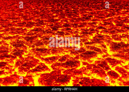 Texture de sol craquelé rouge chaleur après volcan éruption Banque D'Images