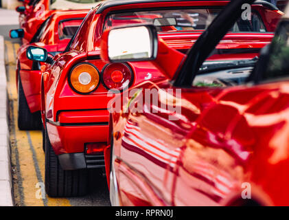 Ferrari montrent que 8 octobre 2016 à La Valette, Malte, près de Grand Hotel Excelsior. Vue arrière de Ferraries rouge Banque D'Images