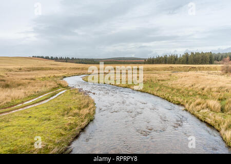 Le paysage du parc national de Brecon Beacons et la rivière Usk, dans le sud du Pays de Galles, Royaume-Uni Banque D'Images