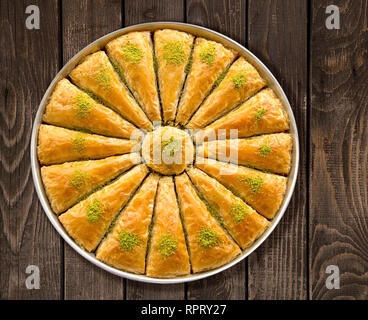 Baklava turc sur grunge background Banque D'Images