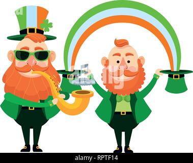 Caricatures elfes St Patricks day Illustration de Vecteur