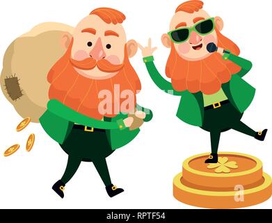 Caricatures elfes St Patricks day Illustration de Vecteur