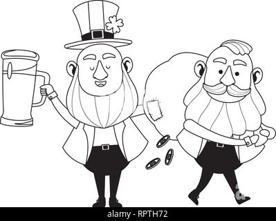 Caricatures elfes St Patricks day Illustration de Vecteur