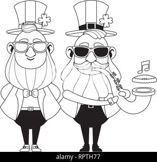 Caricatures elfes St Patricks day Illustration de Vecteur