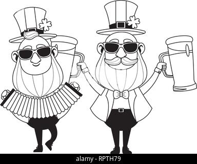 Caricatures elfes St Patricks day Illustration de Vecteur