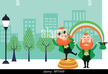 Caricatures elfes St Patricks day Illustration de Vecteur